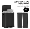 BIDONE IMMONDIZIA A 2 SEZIONI DA 20L CON COPERCHIO SILENZIOSO, IN ACCIAIO INOX E PP, 40X34.8X59 CM, NERO
