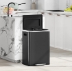 BIDONE IMMONDIZIA A 2 SEZIONI DA 20L CON COPERCHIO SILENZIOSO, IN ACCIAIO INOX E PP, 40X34.8X59 CM, NERO