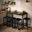 SET TAVOLO CON 4 SGABELI IN LEGNO100X60X87 CM NERO 