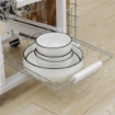 CARRELLO DA CUCINA CON CASSETTO, 4 CESTI E 4 RIPIANI, IN METALLO, CERAMICA E LEGNO, 57X37X83 CM, BIANCO