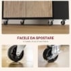 CARRELLO DA CUCINA CON CASSETTO, ARMADIETTO E 4 RUOTE IN LEGNO, 60X40X77CM, NERO