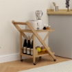 CARRELLO DA CUCINA PORTAVIVANDE PIEGHEVOLE A 2 LIVELLI CON PORTABOTTIGLIE IN LEGNO DI BAMBOO