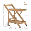 CARRELLO DA CUCINA PORTAVIVANDE PIEGHEVOLE A 2 LIVELLI CON PORTABOTTIGLIE IN LEGNO DI BAMBOO