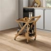 CARRELLO DA CUCINA PORTAVIVANDE PIEGHEVOLE A 2 LIVELLI CON PORTABOTTIGLIE IN LEGNO DI BAMBOO