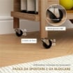 CARRELLO DA CUCINA PORTAVIVANDE PIEGHEVOLE A 2 LIVELLI CON PORTABOTTIGLIE IN LEGNO DI BAMBOO
