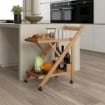 CARRELLO DA CUCINA PORTAVIVANDE PIEGHEVOLE A 2 LIVELLI CON PORTABOTTIGLIE IN LEGNO DI BAMBOO