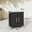 CARRELLO DA CUCINA IN ACCIAIO INOX CON ARMADIETTO CONTENITORE E 6 GANCI, 86X50X86.5 CM, NERO