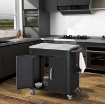 CARRELLO DA CUCINA IN ACCIAIO INOX CON ARMADIETTO CONTENITORE E 6 GANCI, 86X50X86.5 CM, NERO