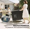 CARRELLO DA CUCINA IN ACCIAIO INOX CON ARMADIETTO CONTENITORE E 6 GANCI, 86X50X86.5 CM, NERO