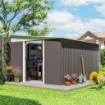 CASETTA DA GIARDINO CON PORTA SCORREVOLE IN ACCIAIO 345X280.5X169-201 CM GRIGIO