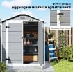 CASETTA DA GIARDINO CON FINESTRA E DOPPIA PORTA, IN ALLUMINIO E PP, 183X134X210 CM, GRIGIO
