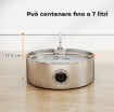 FONTANELLA PER GATTO 7L CON LUCE LED E TRIPLA FILTRAZIONE, IN ACCIAIO INOX 304, 30.5X31.2X19.3 CM, ARGENTO