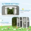 CASETTA PER BAMBINI 3-8 ANNI CON 6 FINESTRE E FIORIERA, IN LEGNO DI ABETE, 104.5X110X137 CM, GRIGIA