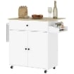 ISOLA PER CUCINA CON CASSETTO, ARMADIETTO, PORTASPEZIE E PORTASCIUGAMANI, 106X42X87 CM, BIANCO E ROVERE