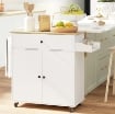 ISOLA PER CUCINA CON CASSETTO, ARMADIETTO, PORTASPEZIE E PORTASCIUGAMANI, 106X42X87 CM, BIANCO E ROVERE