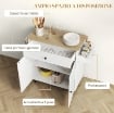 ISOLA PER CUCINA CON CASSETTO, ARMADIETTO, PORTASPEZIE E PORTASCIUGAMANI, 106X42X87 CM, BIANCO E ROVERE