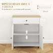 ISOLA PER CUCINA CON CASSETTO, ARMADIETTO, PORTASPEZIE E PORTASCIUGAMANI, 106X42X87 CM, BIANCO E ROVERE