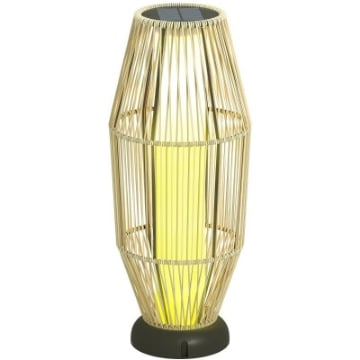 LAMPADA SOLARE DA GIARDINO CON ILLUMINAZIONE LED, IN PE, RATTAN E ACCIAIO, Ï26X72 CM, GRIGIO