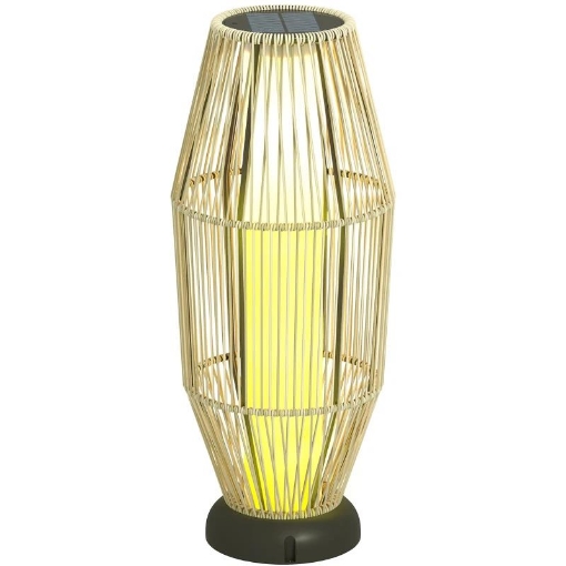 LAMPADA SOLARE DA GIARDINO CON ILLUMINAZIONE LED, IN PE, RATTAN E ACCIAIO, Ï26X72 CM, GRIGIO