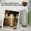 LAMPADA SOLARE DA GIARDINO CON ILLUMINAZIONE LED, IN PE, RATTAN E ACCIAIO, Ï26X72 CM, GRIGIO