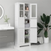 MOBILE COLONNA BAGNO CON 3 ARMADIETTI E ANTE IN VETRO E A PERSIANA 60X30X170.5 CM BIANCO