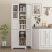 MOBILE COLONNA BAGNO CON 3 ARMADIETTI E ANTE IN VETRO E A PERSIANA 60X30X170.5 CM BIANCO
