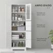 MOBILE COLONNA BAGNO CON 3 ARMADIETTI E ANTE IN VETRO E A PERSIANA 60X30X170.5 CM BIANCO