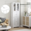 MOBILE COLONNA BAGNO CON 3 ARMADIETTI E ANTE IN VETRO E A PERSIANA 60X30X170.5 CM BIANCO
