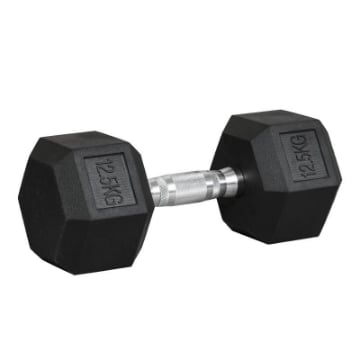 MANUBRIO DA 12.5 KG ESAGONALE SINGOLO CON IMPUGNATURA ZIGRINATA ANTISCIVOLO NERO