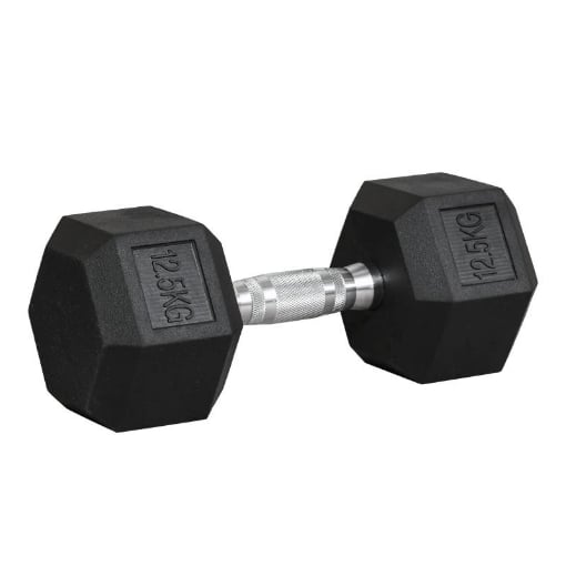 MANUBRIO DA 12.5 KG ESAGONALE SINGOLO CON IMPUGNATURA ZIGRINATA ANTISCIVOLO NERO