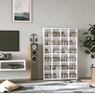 MOBILE LIBRERIA IN LEGNO 24 SCOMPARTI 130.5 X 89 X 20 CM BIANCO