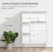 MOBILETTO LIBRERIA CON PIEDINI IN LEGNO DI PINO BIANCO 80 X 23.5 X 118CM