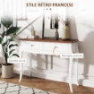 TAVOLO CONSOLLE MODERNO CON 2 CASSETTI IN LEGNO, 100X35X76.5 CM, BIANCO E MARRONE SCURO