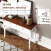 TAVOLO CONSOLLE MODERNO CON 2 CASSETTI IN LEGNO, 100X35X76.5 CM, BIANCO E MARRONE SCURO