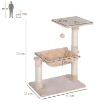 TORRE PER GATTI MAX 3.6KG CON AMACA E PALLINA APPESA, IN LEGNO E PELUCHE, 50X36X70 CM, BEIGE