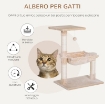 TORRE PER GATTI MAX 3.6KG CON AMACA E PALLINA APPESA, IN LEGNO E PELUCHE, 50X36X70 CM, BEIGE