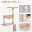 TORRE PER GATTI MAX 3.6KG CON AMACA E PALLINA APPESA, IN LEGNO E PELUCHE, 50X36X70 CM, BEIGE