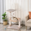 TORRE PER GATTI MAX 3.6KG CON AMACA E PALLINA APPESA, IN LEGNO E PELUCHE, 50X36X70 CM, BEIGE