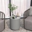 TAVOLINO MULTIUSO CON SECCHIELLO GHIACCIO E COPERCHIO IN CEMENTO E ACCIAIO INOX Ø 37.5X43.5 CM GRIGIO CHIARO