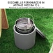 TAVOLINO MULTIUSO CON SECCHIELLO GHIACCIO E COPERCHIO IN CEMENTO E ACCIAIO INOX Ø 37.5X43.5 CM GRIGIO CHIARO
