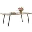 TAVOLINO DA GIARDINO IN RATTAN PE CON PIANO IN VETRO E ACCIAIO 110X60X40 CM LEGNO NATURALE