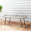 TAVOLINO DA GIARDINO IN RATTAN PE CON PIANO IN VETRO E ACCIAIO 110X60X40 CM LEGNO NATURALE