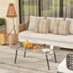 TAVOLINO DA GIARDINO IN RATTAN PE CON PIANO IN VETRO E ACCIAIO 110X60X40 CM LEGNO NATURALE