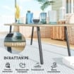 TAVOLINO DA GIARDINO IN RATTAN PE CON PIANO IN VETRO E ACCIAIO 110X60X40 CM LEGNO NATURALE