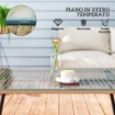 TAVOLINO DA GIARDINO IN RATTAN PE CON PIANO IN VETRO E ACCIAIO 110X60X40 CM LEGNO NATURALE