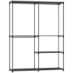 ARMADIO GUARDAROBA CON 2 ASTE E 4 RIPIANI, IN TESSUTO NON TESSUTO, PLASTICA E ACCIAIO, 142X43X185 CM, NERO