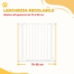CANCELLETTO PER CANI ESTENSIBILE E REGOLABILE PER SCALE E PORTE, IN ACCIAIO E ABS, 75-85X76 CM, BIANCO