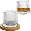 BICCHIERE PER LIQUORE VETRO BILICO CON BASE IN LEGNO 1 PZ, 160 ML 10 X 8 CM 