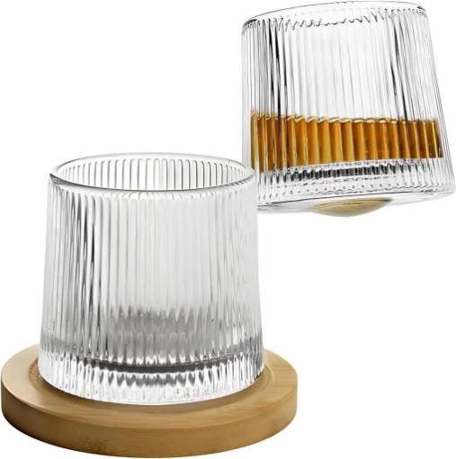 BICCHIERE PER LIQUORE VETRO BILICO CON BASE IN LEGNO 1 PZ, 160 ML 10 X 8 CM 
