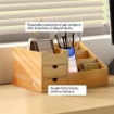 ORGANIZER DA SCRIVANIA IN BAMB¨ CON 2 CASSETTI E 7 SCOMPARTI PORTAOGGETTI, 33X20.5X15.5 CM